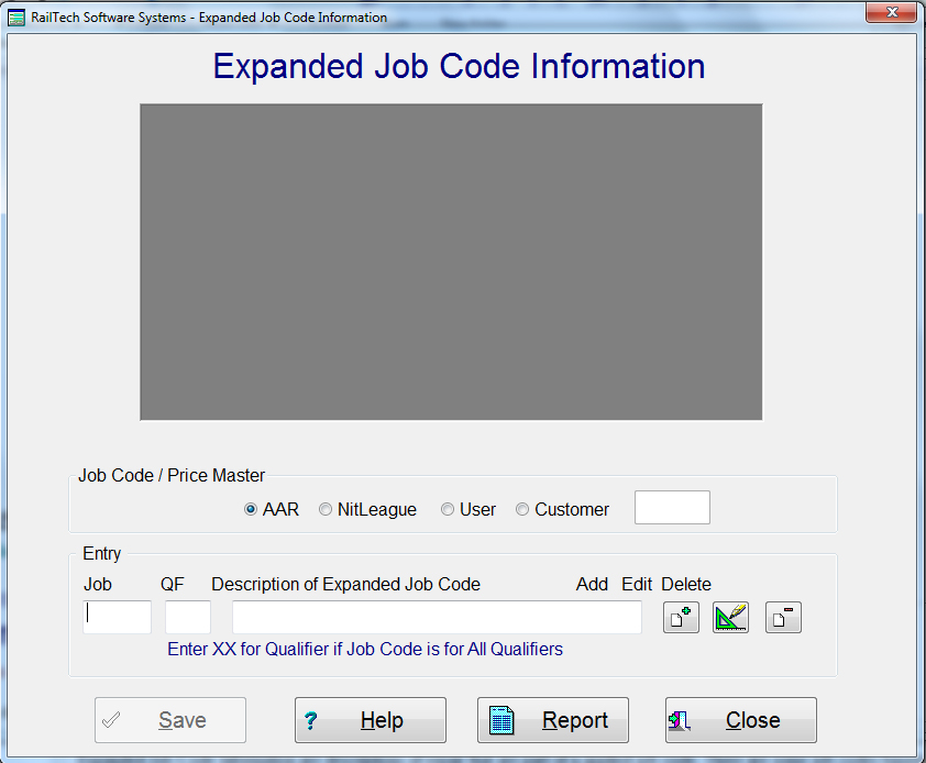 Work Order Input Screen
