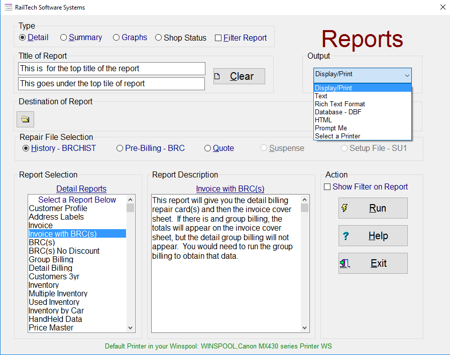 Report Screen