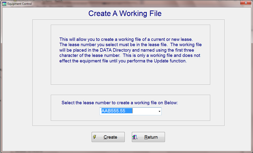 Creating a Working File