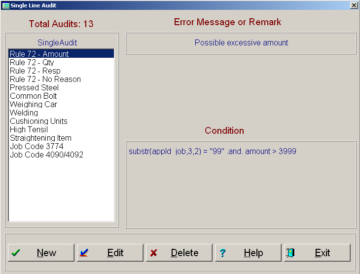 Single Line Audit