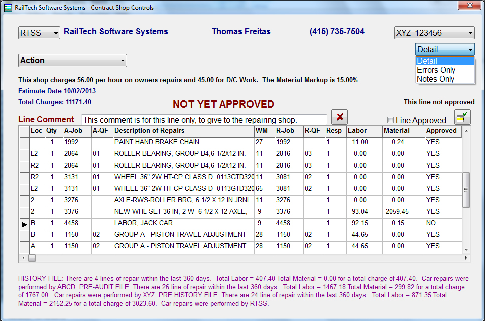 Estimate Approval Screen