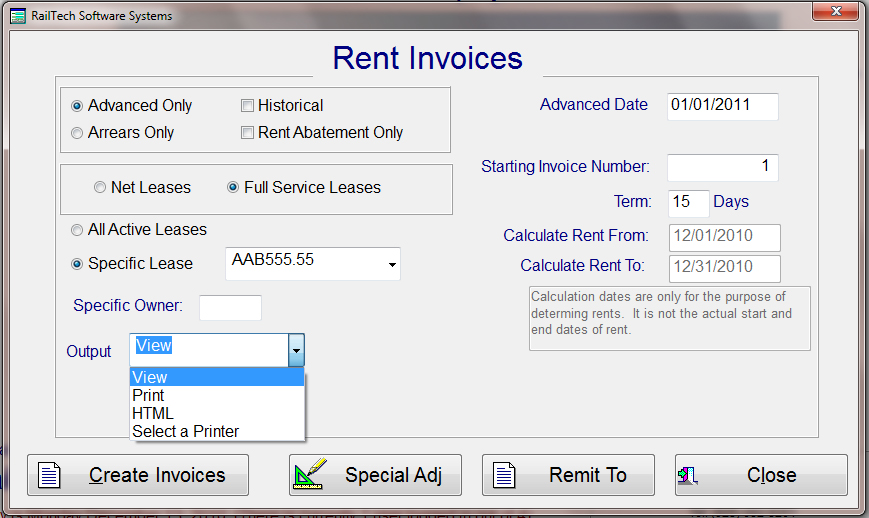 invoice for rent