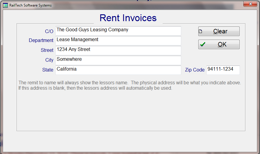 invoice for rent
