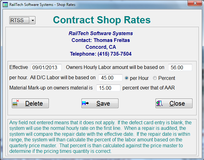 Shop Rates